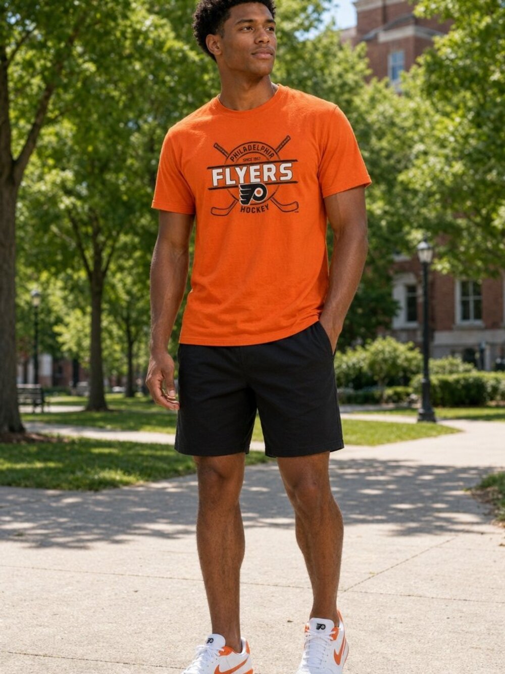 New Champion Men US S, XL Orange T-Shirt NHL Philadelphia Flyers Crewneck Tee - Picture 1 of 12